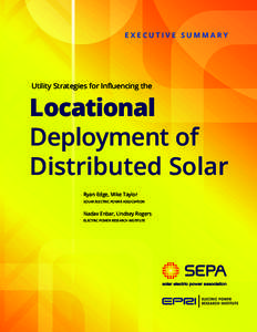 EXECUTIVE SUMMARY  Utility Strategies for Influencing the Locational Deployment of