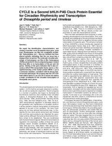 Cell, Vol. 93, 805–814, May 29, 1998, Copyright 1998 by Cell Press  CYCLE Is a Second bHLH-PAS Clock Protein Essential