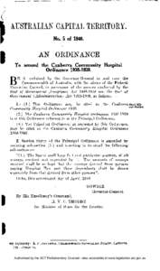 AUSTRALIAN CAPITAL TERRITORY. No. 5 of[removed]AN ORDINANCE To amend the Canberra Community Hospital Ordinance[removed].