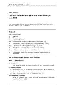 Statutes Amendment (De Facto Relationships)Act 2011