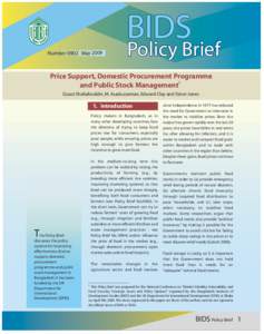 BIDS Number 0902 May 2009 Policy Brief  Price Support, Domestic Procurement Programme