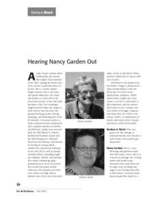 Barbara Ward& Jim Blasingame Lori Goodson  Hearing Nancy Garden Out