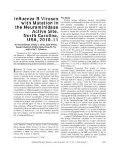 Influenza B Viruses with Mutation in the Neuraminidase Active Site, North Carolina, USA, 2010–11