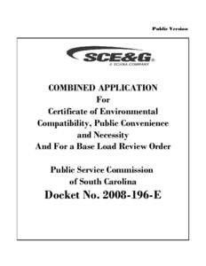 Public Version  @CENT. COMBINED APPLICATION For Certificate of Environmental
