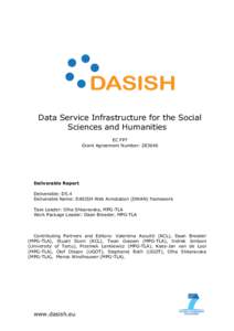 DASISH Data Service Infrastructure for the Social Sciences and Humanities EC FP7 Grant Agreement Number: 283646