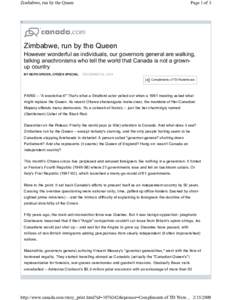 Zimbabwe, run by the Queen  Page 1 of 3 >