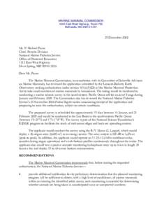 MARINE MAMMAL COMMISSION 4340 East-West Highway, Room 700 Bethesda, MD[removed]December 2008 Mr. P. Michael Payne