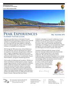 National Park Service U.S. Department of the Interior Lassen Volcanic National Park Peak Experiences