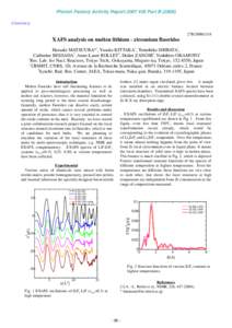Photon Factory Activity Report 2007 #25 Part BChemistry 27B/2006G318  XAFS analysis on molten lithium - zirconium fluorides