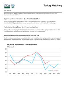 Turkey Hatchery ISSN: [removed]Released November 17, 2014, by the National Agricultural Statistics Service (NASS), Agricultural Statistics Board, United States Department of Agriculture (USDA).