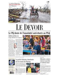 Le typhon Haiyan fait plus de[removed]morts aux Philippines Page A 2  ◆