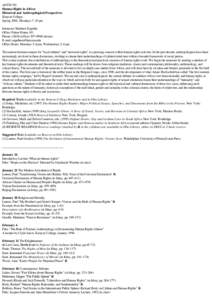 ANTH 392 Human Rights in Africa: Historical and Anthropological Perspectives Kenyon College Spring 2002, Mondays 7-10 pm Instructor: Matthew Engelke