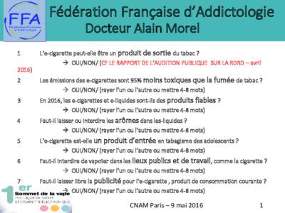 Fédération Française d’Addictologie Docteur Alain Morel