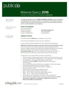 ®  Material Specs 2016 Public CIO Magazine French Gatefold