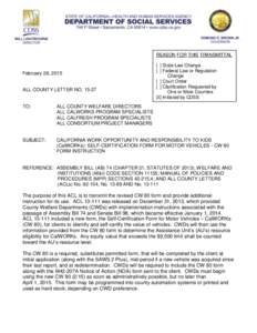 REASON FOR THIS TRANSMITTAL  February 28, 2015 ALL COUNTY LETTER NO