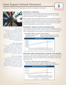 Giant Sequoia National Monument A Summary of Economic Performance in the Surrounding Communities S u m m a ry F i n d i n g s Research shows that conserving public lands like the Giant Sequoia National Monument helps to 