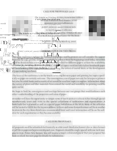 CALL FOR PROPOSALS 2014 The American Printing Hiµory Association (APHA) with the Friends of Dard Hunter (FDH) announce our new (ad)venture: JOINT ANNUAL 2014 CONFERENCE in San Francisco, California