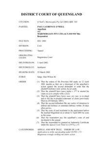 DISTRICT COURT OF QUEENSLAND CITATION: O’Neill v Marinerglen Pty LtdQDC 165  PARTIES: