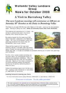 Wollombi Valley Landcare Group News for OctoberA Visit to Burralong Valley