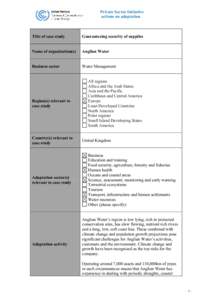 Private Sector Initiative actions on adaptation Title of case study  Guaranteeing security of supplies