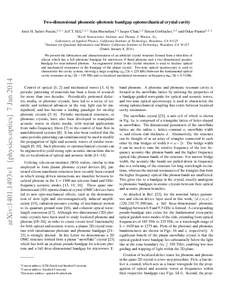 Two-dimensional phononic-photonic bandgap optomechanical crystal cavity Amir H. Safavi-Naeini,1, 2, ∗ Jeff T. Hill,1, 2, † Se´an Meenehan,1, 2 Jasper Chan,1, 2 Simon Gr¨oblacher,1, 2 and Oskar Painter1, 2, ‡ 1 Ka