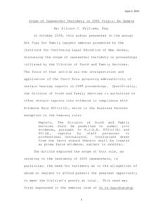 Division of Youth and Family Services / Common law / Abuse / Business records exception / Child abuse / Evidence / Law / Child welfare / Hearsay