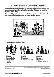 Handout 7  British law arrives in Australia with the First Fleet Aboriginal Australians had lived here for more than sixty thousand years under their own customs and laws when the First Fleet arrived in 1788 under the co