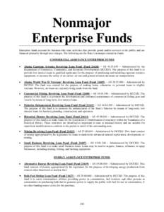 Nonmajor Enterprise Funds Enterprise funds account for business-like state activities that provide goods and/or services to the public and are financed primarily through user charges. The following are the State’s nonm