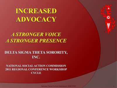 National Social Action Commission[removed] WORKSHOP AGENDA SOCIAL ACTION IN DELTA SIGMA THETA