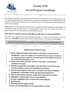 County of Elk I;l-K Act L3 Program Guidelines  COUNTY