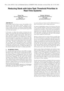 Proc. of the 10th Int. Conf. on Embedded Software (EMSOFT 2010), Scottsdale, Arizona (USA), Oct, Reducing Stack with Intra-Task Threshold Priorities in Real-Time Systems ∗