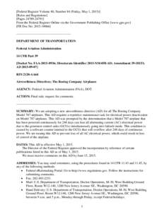 Airworthiness Directive / Federal Aviation Regulations / Boeing / Renton /  Washington / Federal Aviation Administration / Aviation / Transport / Air safety