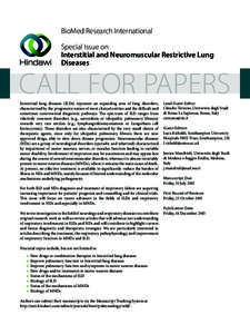 BioMed Research International Special Issue on Interstitial and Neuromuscular Restrictive Lung Diseases  CALL FOR PAPERS