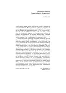 Function or fashion? Reply to Martin Haspelmath1 BART GEURTS This is the final episode, at least as far as this journal is concerned, in an exchange between Martin Haspelmath and myself concerning the