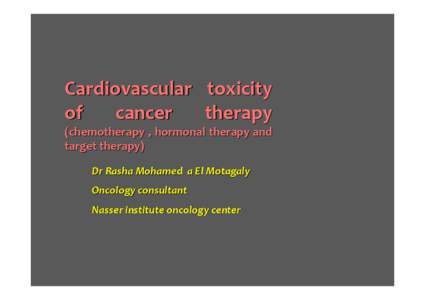 Cardiovascular of cancer toxicity therapy