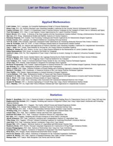 List of Recent Doctoral Graduates  Applied Mathematics: 