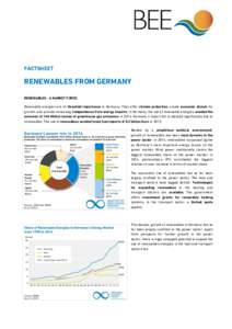 FACTSHEET  RENEWABLES FROM GERMANY RENEWABLES - A MARKET FORCE: Renewable energies are of threefold importance to Germany: They offer climate protection, create economic stimuli for growth, and provide increasing indepen