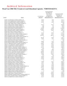 Archived Information Fiscal Year 2006 Title I Grants to Local Educational Agencies - NORTH DAKOTA LEA ID[removed]