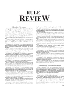RULE  REVIEW Adirondack Park Agency As required by section 207 of the State Administrative Procedure Act (SAPA), the following is a list of rules which were adopted by the