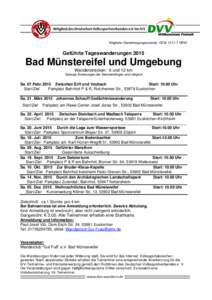 Mitglieds-/Genehmigungsnummer: GTWNRW  Geführte Tageswanderungen 2015 Bad Münstereifel und Umgebung Wanderstrecken: 6 und 12 km