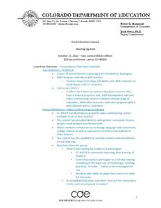 Rural Education Council Meeting Agenda October 11, 2012 – East Central BOCES Offices 820 Second Street, Limon, CO[removed]Local Area Overview – Presentations have been attached Don Anderson - EC BOCES: