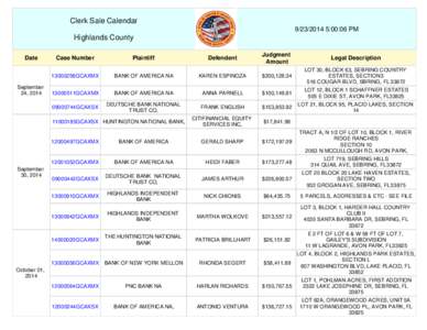 Clerk Sale Calendar[removed]:00:06 PM Highlands County Date