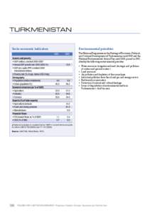 TURKMENISTAN Socio-economic indicators Environmental priorities 2002