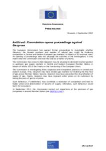 EUROPEAN COMMISSION  PRESS RELEASE Brussels, 4 September[removed]Antitrust: Commission opens proceedings against