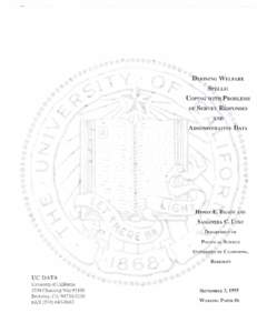 Welfare in the United States / Survey methodology / United States Department of Health and Human Services / Aid to Families with Dependent Children / Psychometrics / Welfare queen / Injustice / Welfare / Social desirability bias / Economy of the United States / Economy / Bias