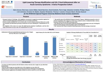 Lipid-Lowering Therapy Modification and LDL-C Goal Achievement after an Acute Coronary Syndrome: A Swiss Prospective Cohort Baris Gencer, Reto Auer, Lorenz Räber, David Nanchen, David Carballo, Pierre Vogt, Sebastian Ca