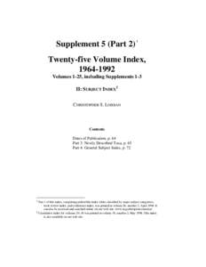 Supplement 5 (Part[removed]Twenty-five Volume Index, [removed]