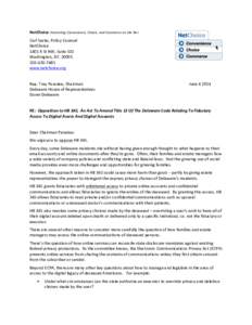 NetChoice	
  Promoting	
  Convenience,	
  Choice,	
  and	
  Commerce	
  on	
  the	
  Net	
   Carl	
  Szabo,	
  Policy	
  Counsel	
   NetChoice	
   1401	
  K	
  St	
  NW,	
  Suite	
  502	
   Washington