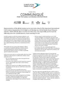 10 MAYCOMMUNIQUÉ FROM THE GLOBAL SUSTAINABLE AVIATION FORUM