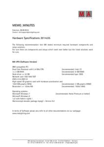 Microsoft Word - MEMO_MINUTES Hardware specifications 2014_05.docx